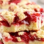 a close up photo of Strawberry Pie Bars
