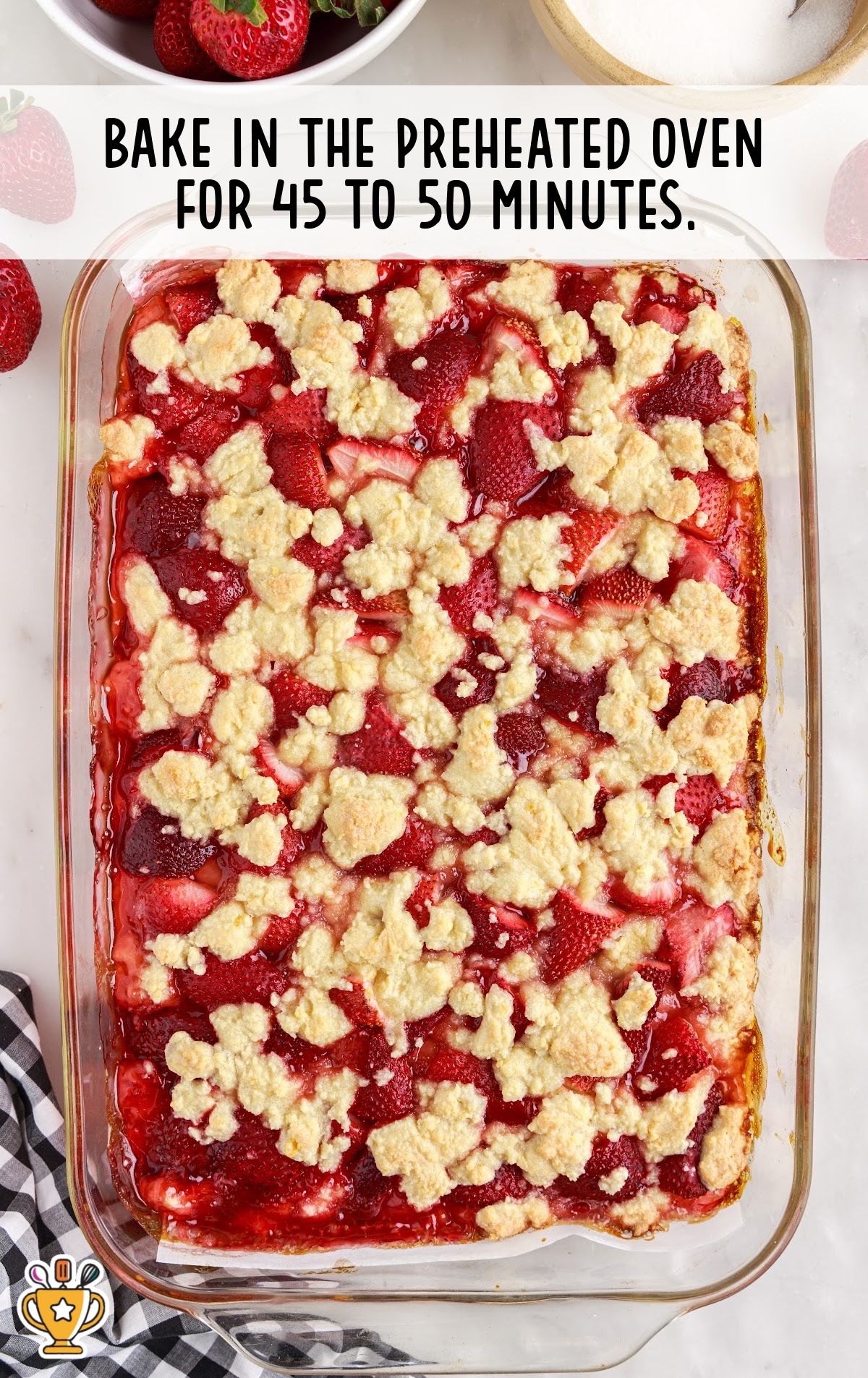 Strawberry Pie Bars in a baking dish