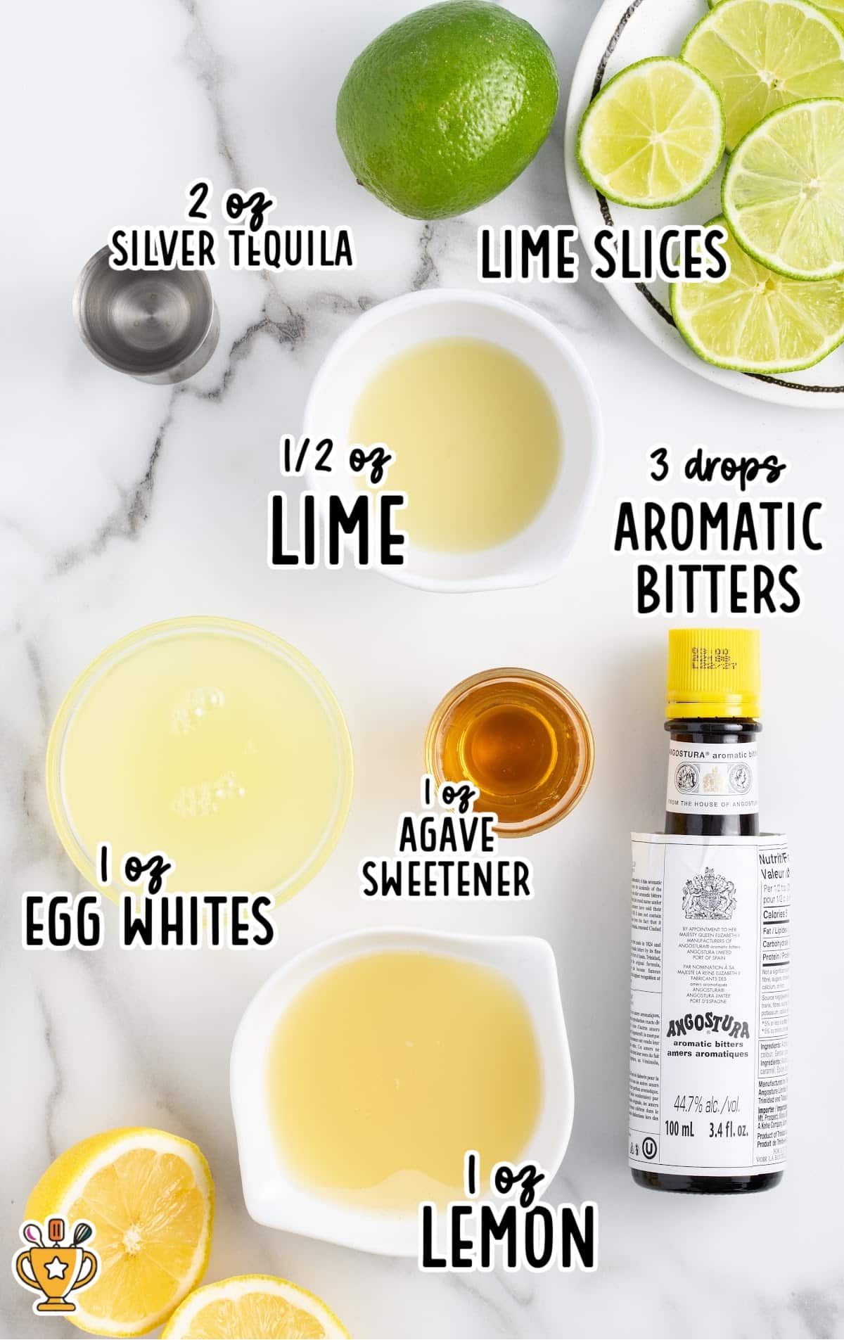 ingredients for making Tequila Sour