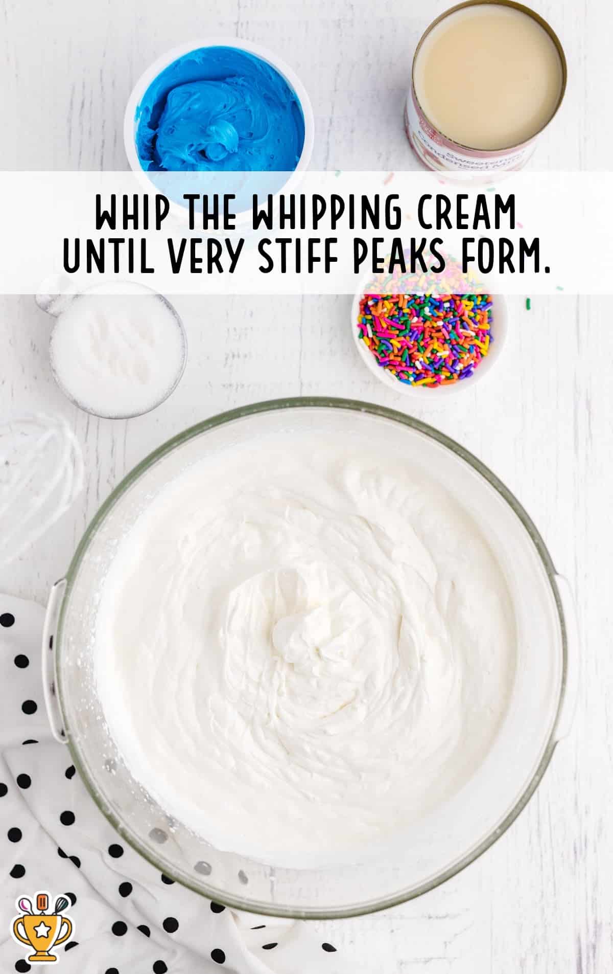 whipping cream in a bowl