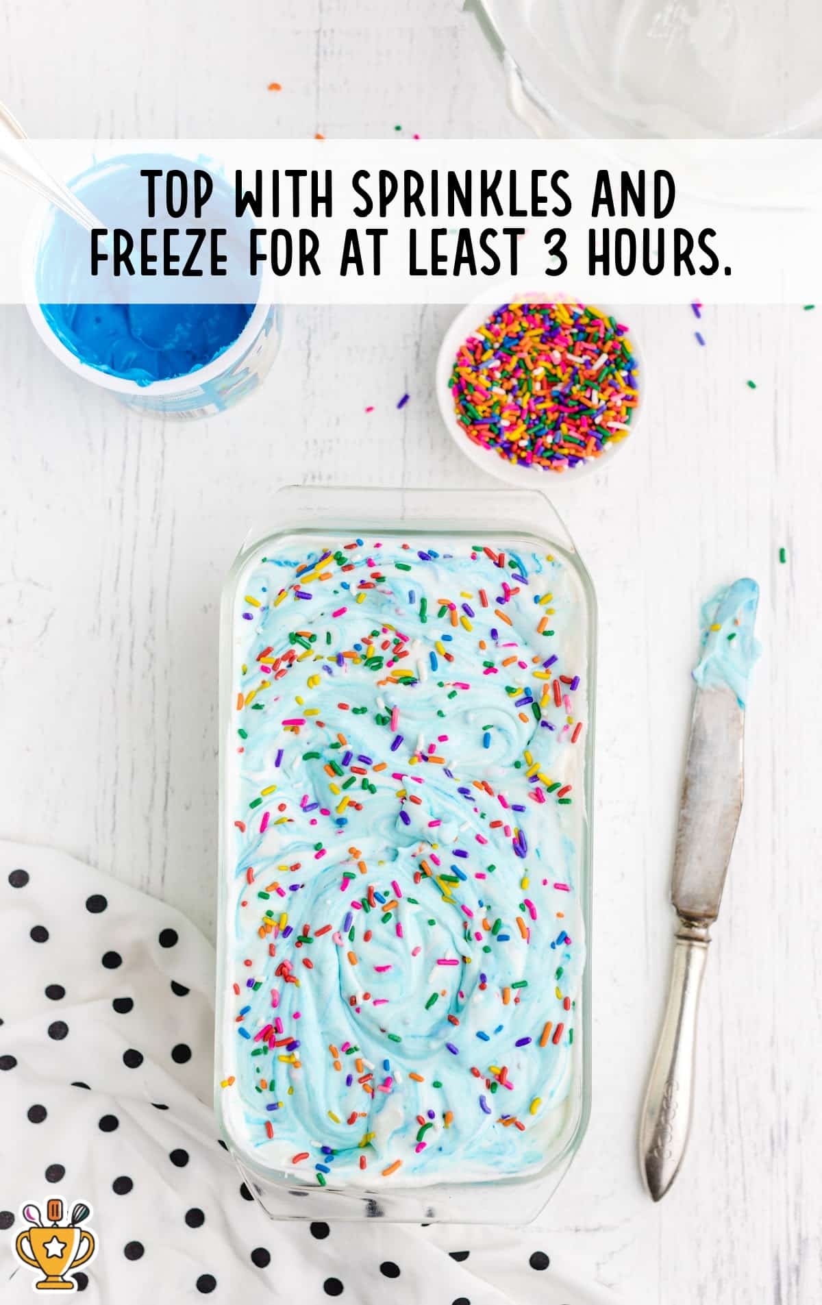 No Churn Birthday Cake Ice Cream in a container