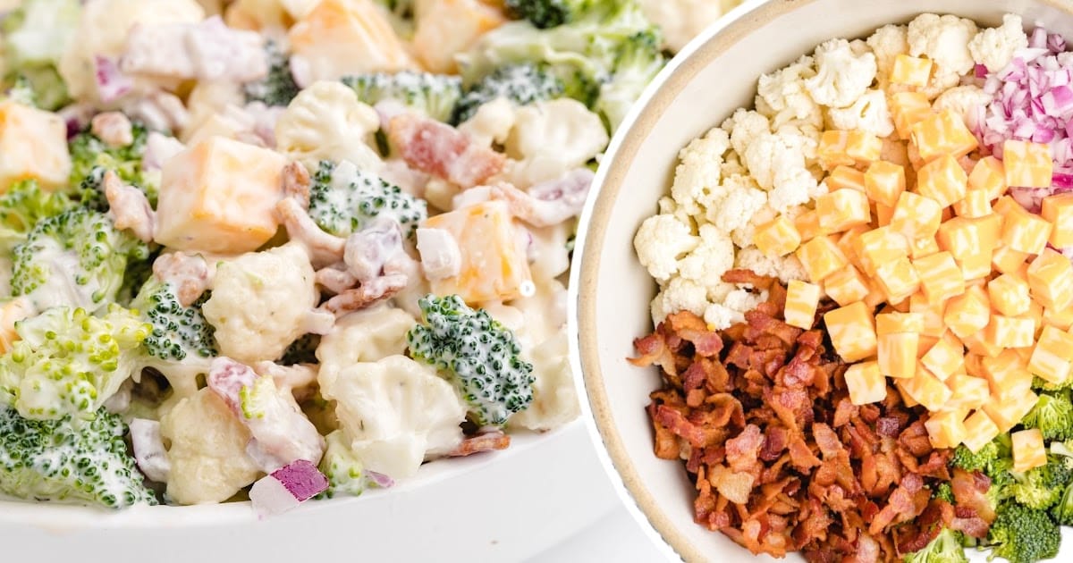 a bowl of Broccoli Cauliflower Salad