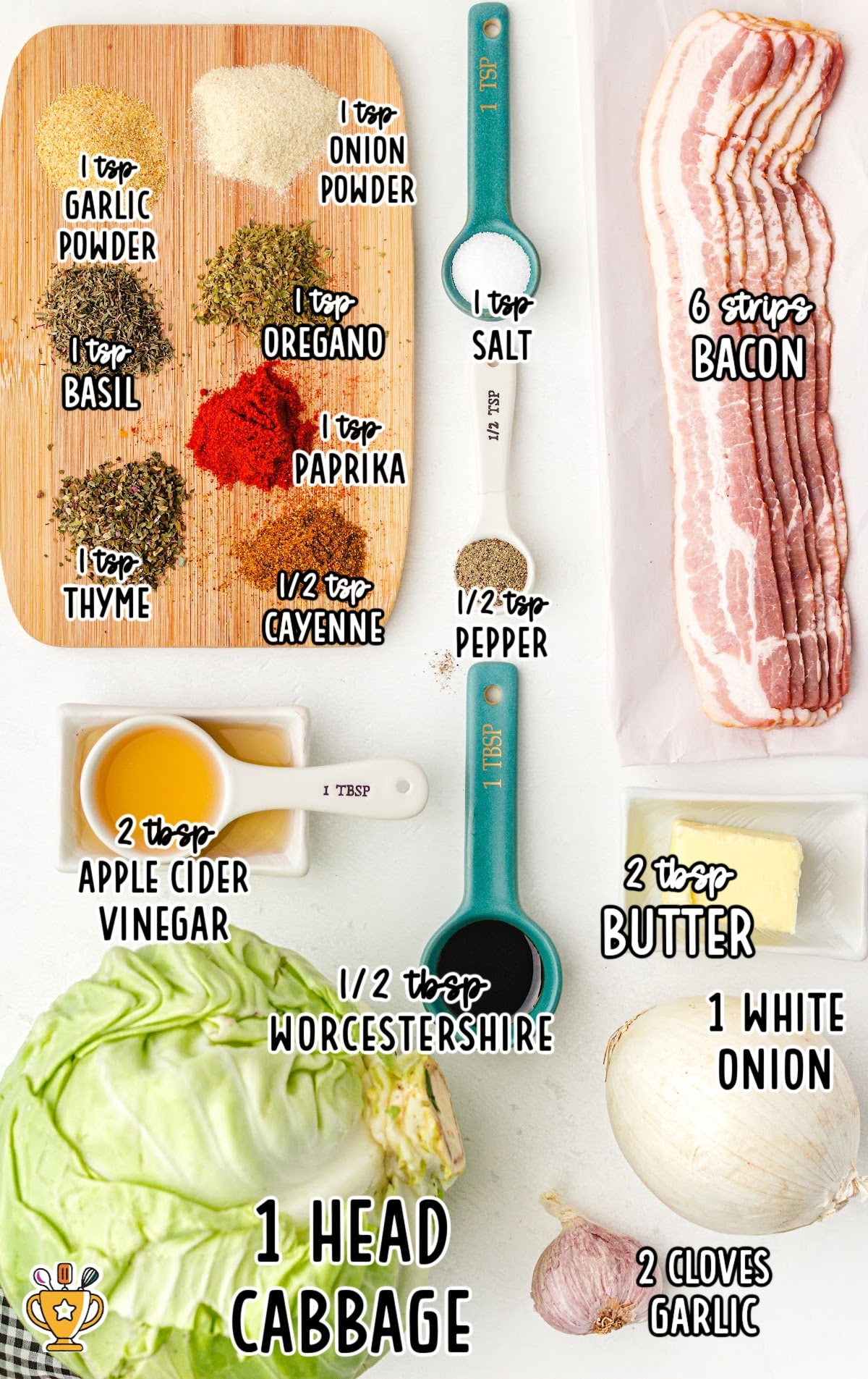ingredients for making Southern Fried Cabbage