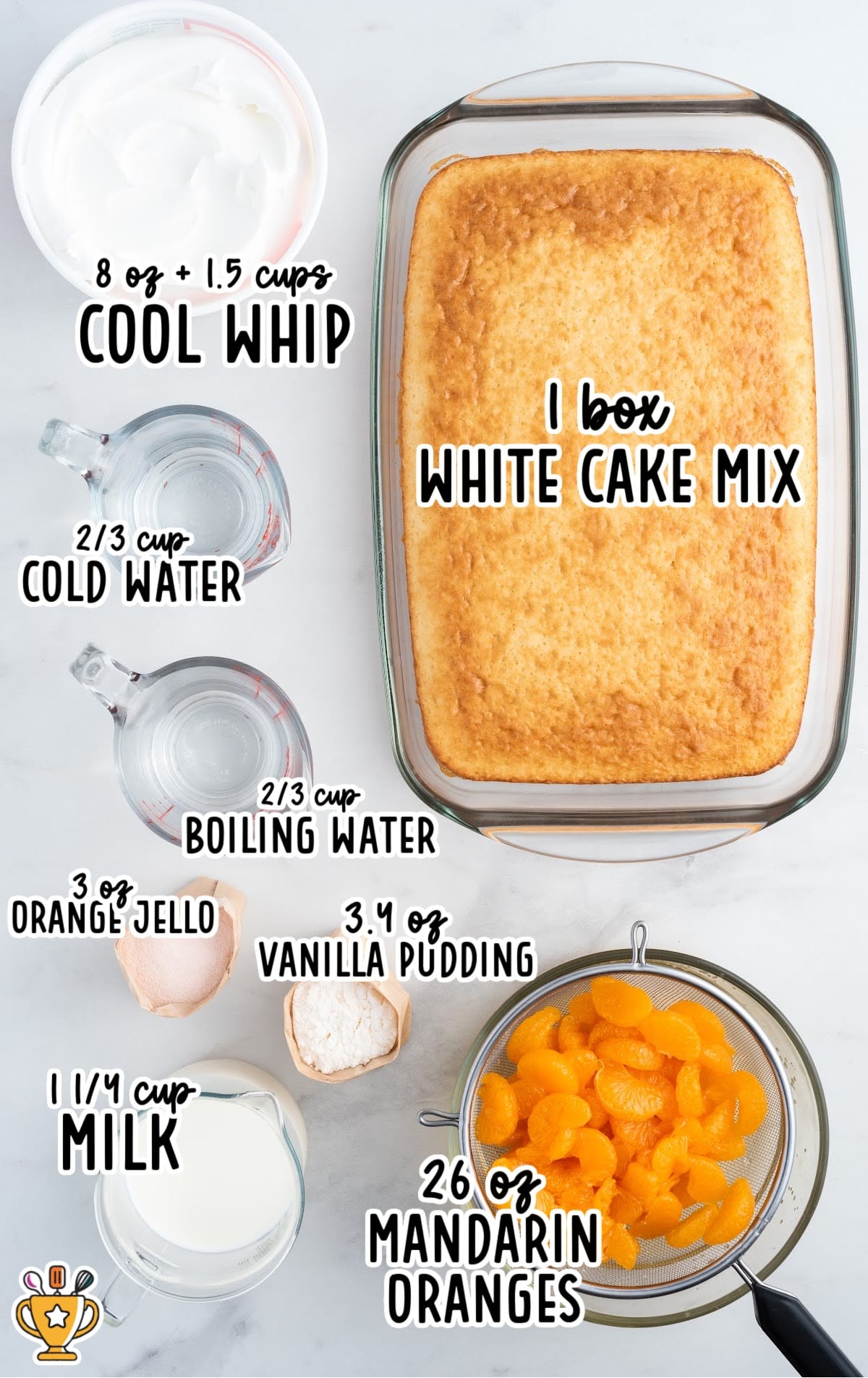 ingredients for making Orange Creamsicle Poke Cake