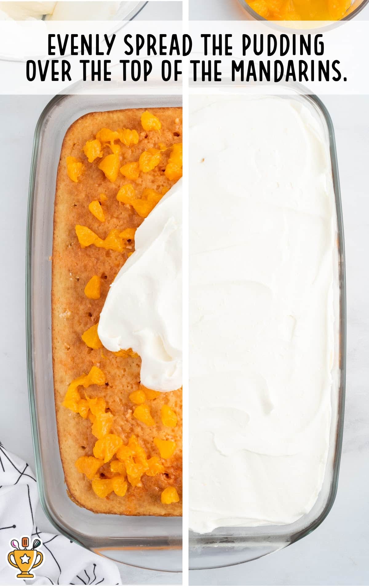 pudding spread over the top of mandarins