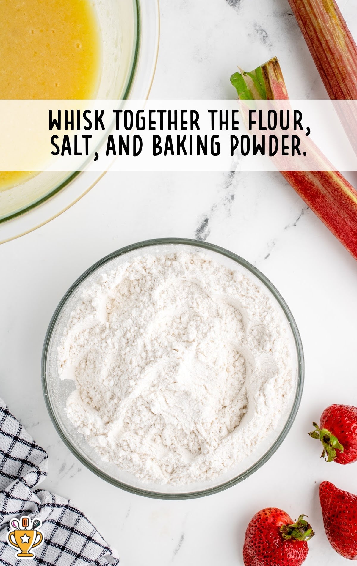 flour, salt and baking powder combined in a bowl