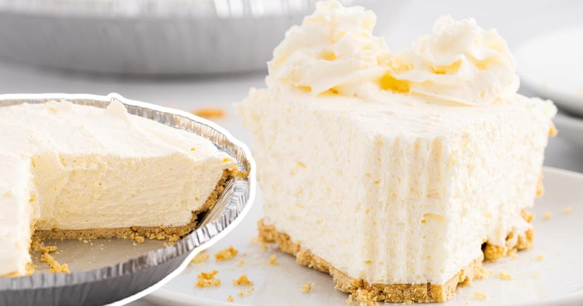 a piece of Vanilla Cool Whip Pie on a plate