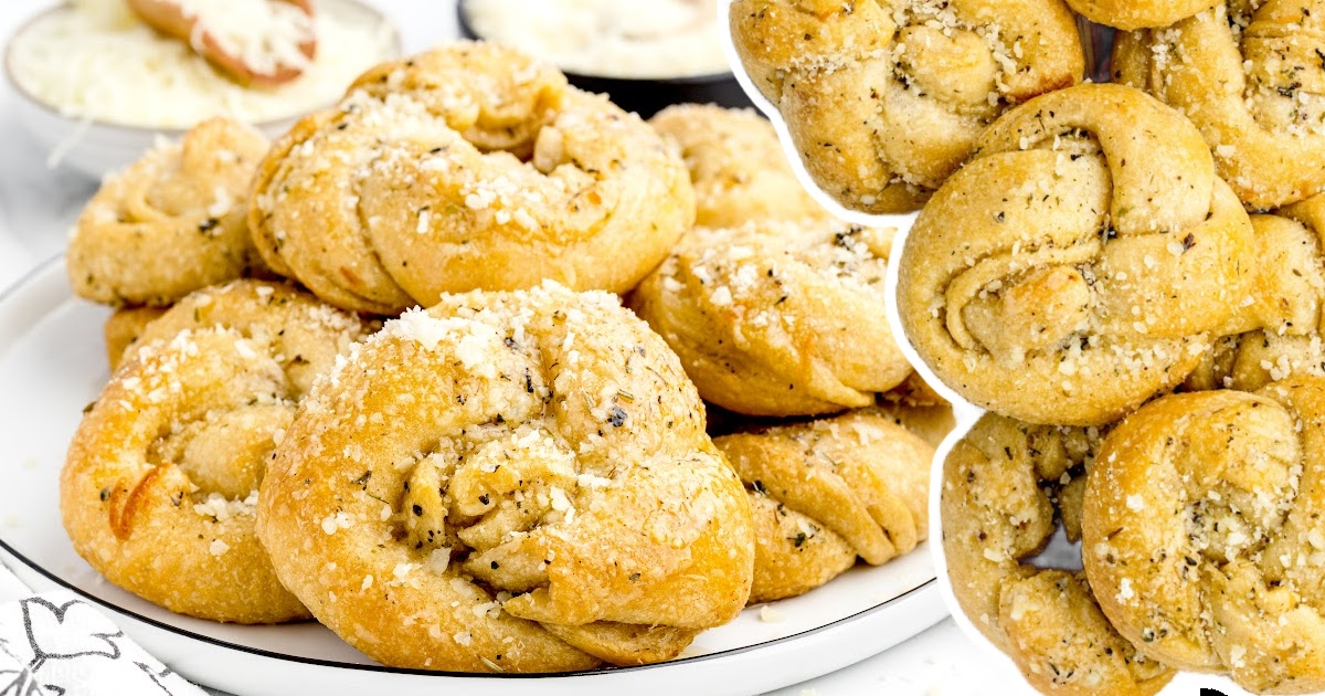 Text graphic labeled “The Best Snack Ever” with close-up of a golden garlic knot.