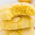 Vertical pin image with a stack of bitten cookies and the bold headline &ldquo;Lemon Crinkle &ndash; Soft & Chewy!&rdquo; from Best Blog Recipes.