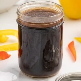 a jar full of 3 Ingredient Stir Fry Sauce