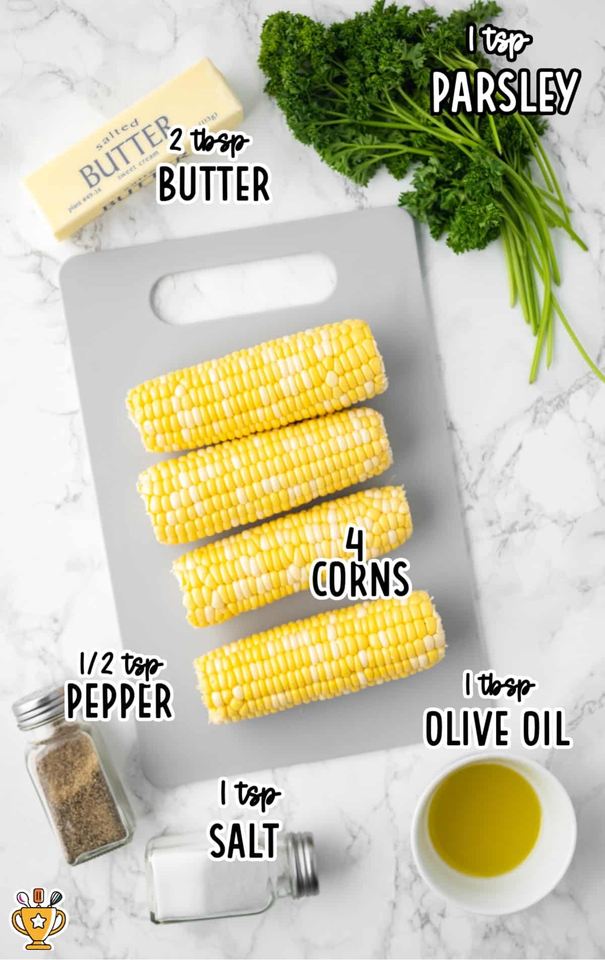 ingredients for making Air Fryer Corn on the Cob