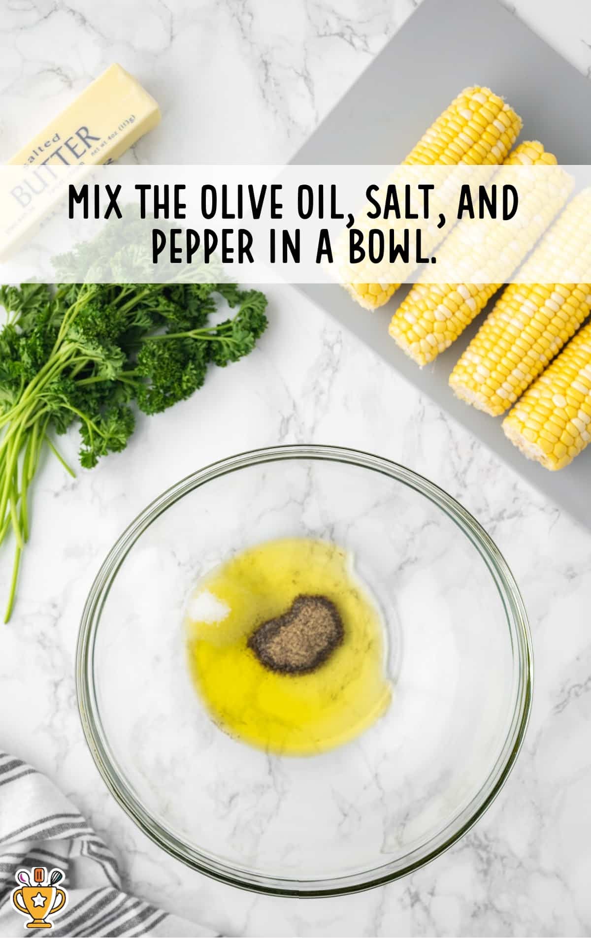olive oil, salt and pepper in a bowl