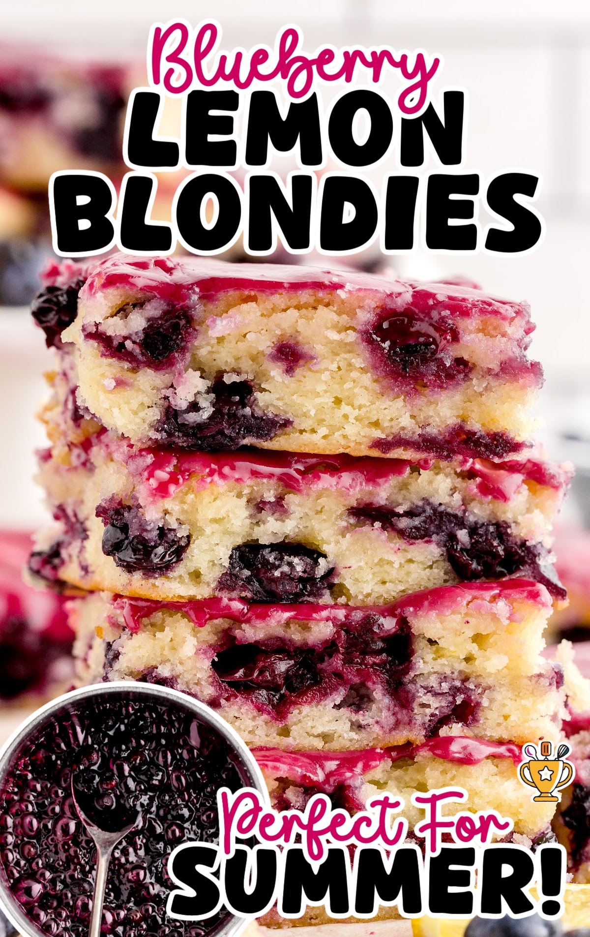 a stack of Blueberry Lemon Blondies