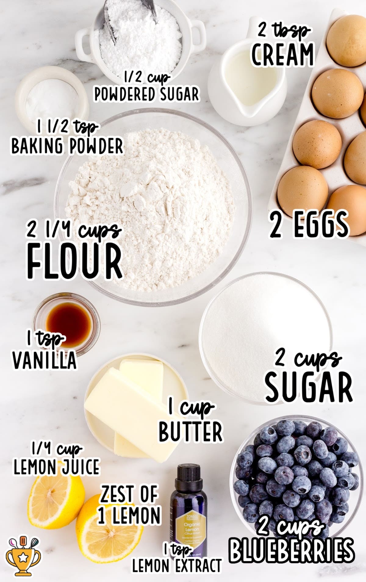 ingredients for making Blueberry Lemon Blondies