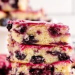 three pieces of Blueberry Lemon Blondies