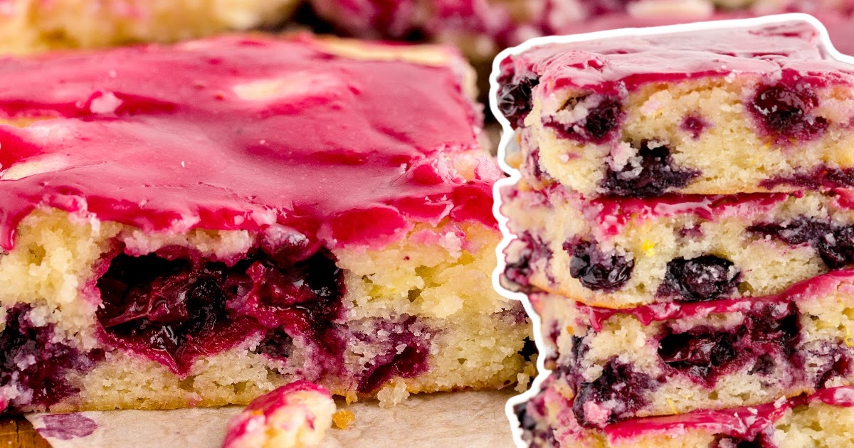 a stack of Blueberry Lemon Blondies
