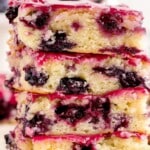 a stack of Blueberry Lemon Blondies