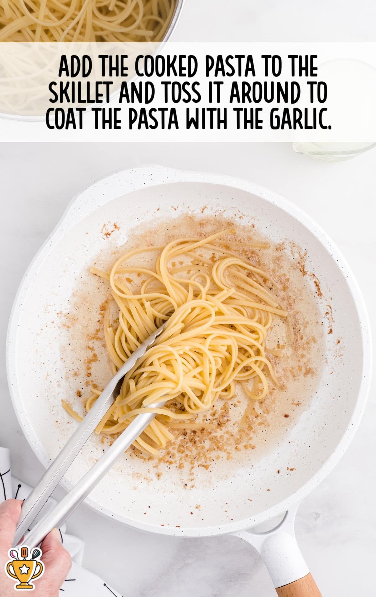 cooked pasta added to the skillet and tossed arround