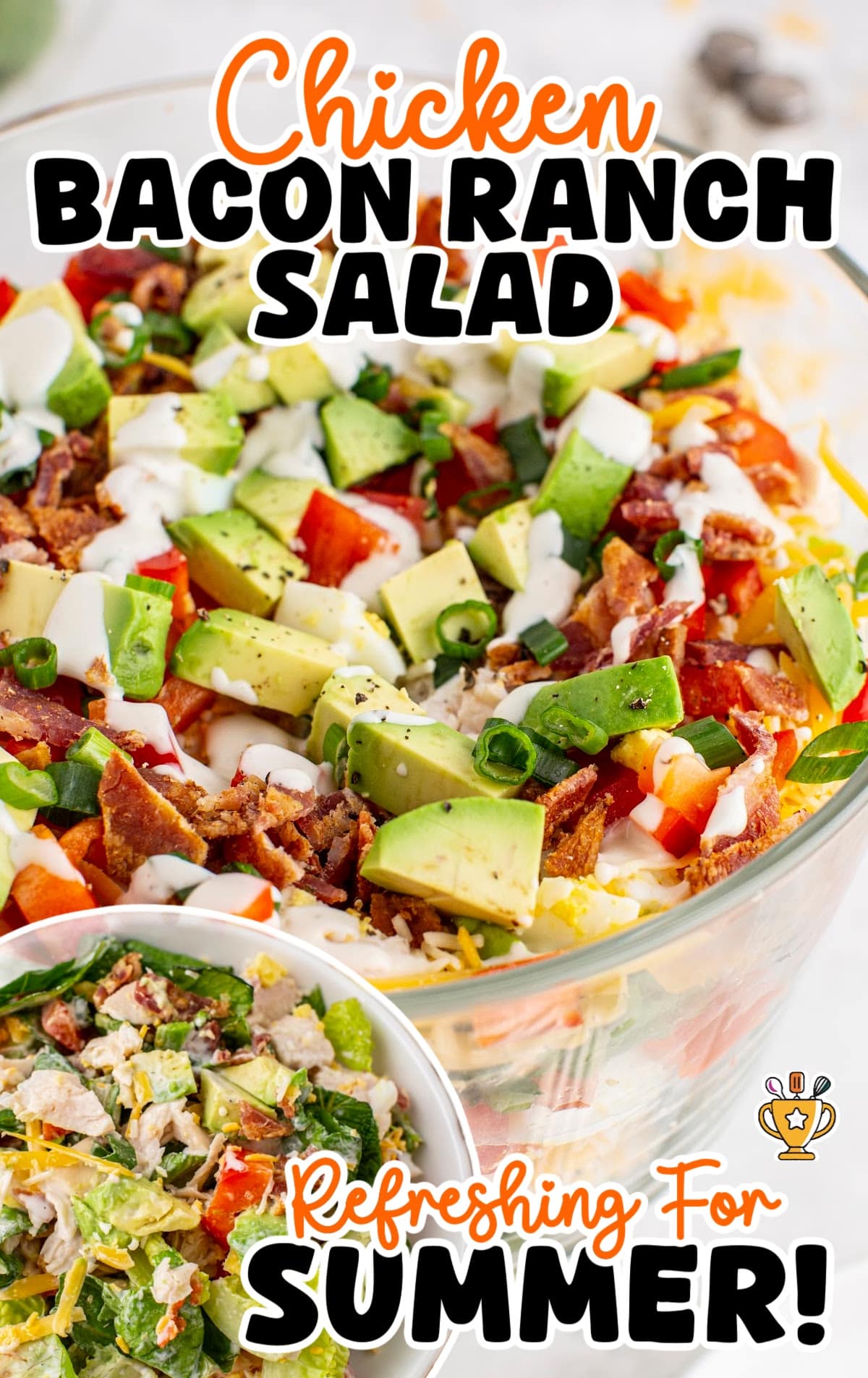 Chicken Bacon Ranch Salad in bowls
