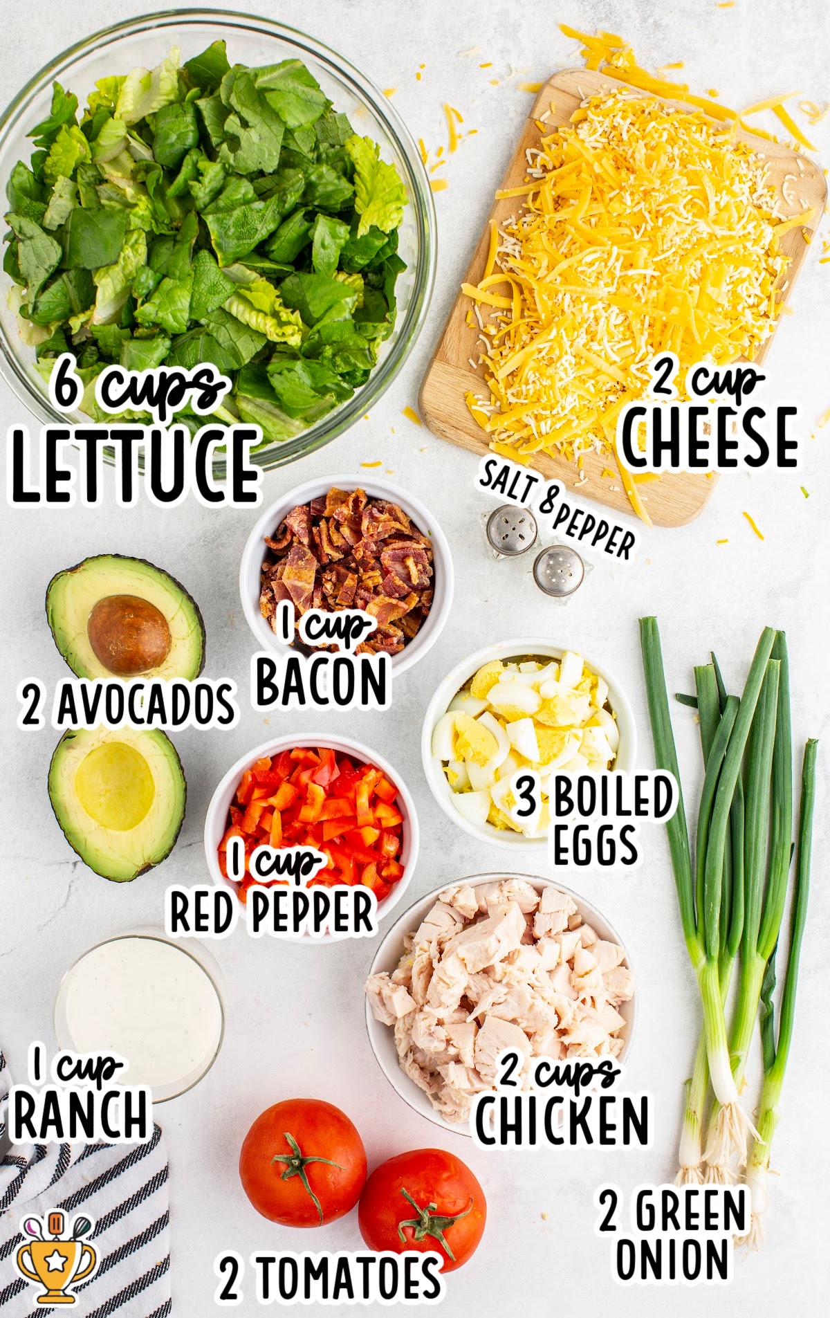 ingredients for making Chicken Bacon Ranch Salad