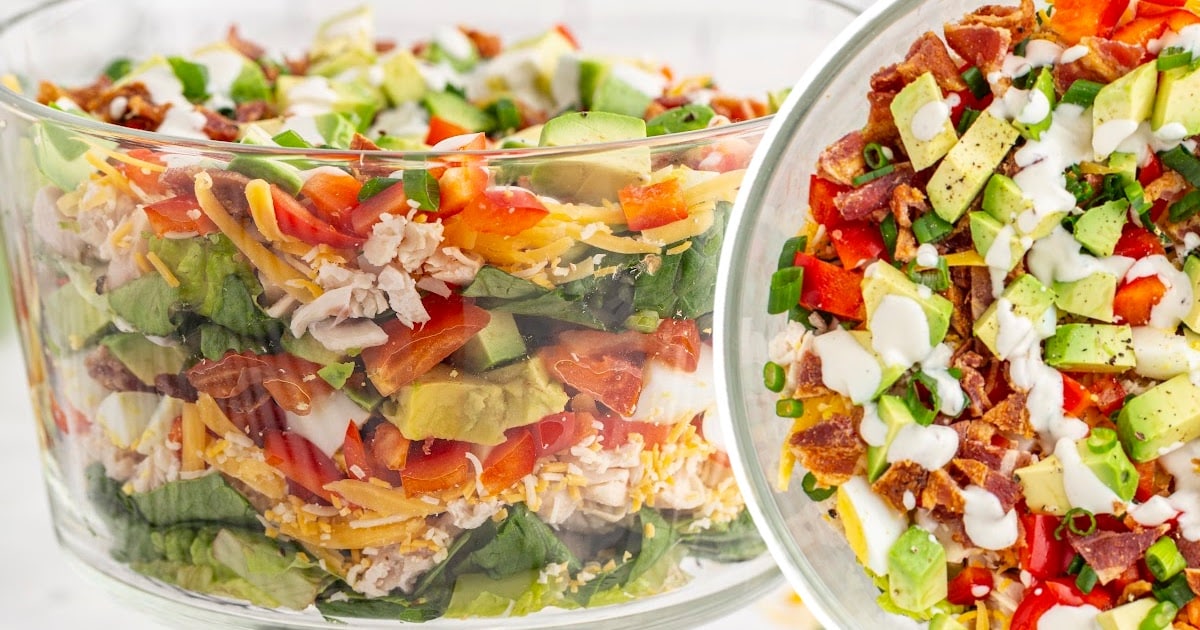 Chicken Bacon Ranch Salad in bowls