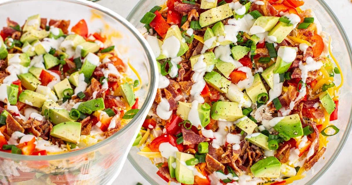 Chicken Bacon Ranch Salad in bowls