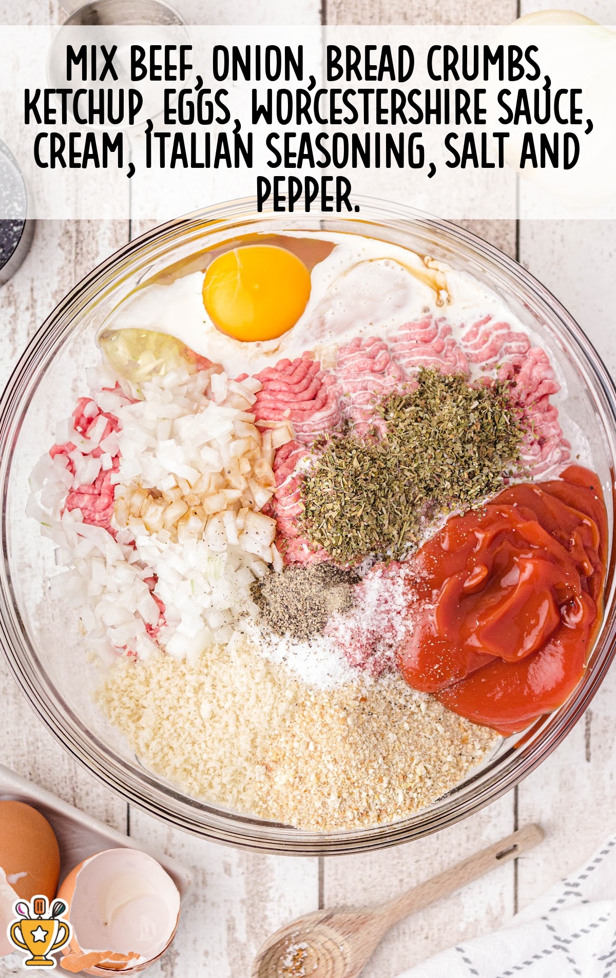 Crockpot Meatloaf ingredients in a bowl