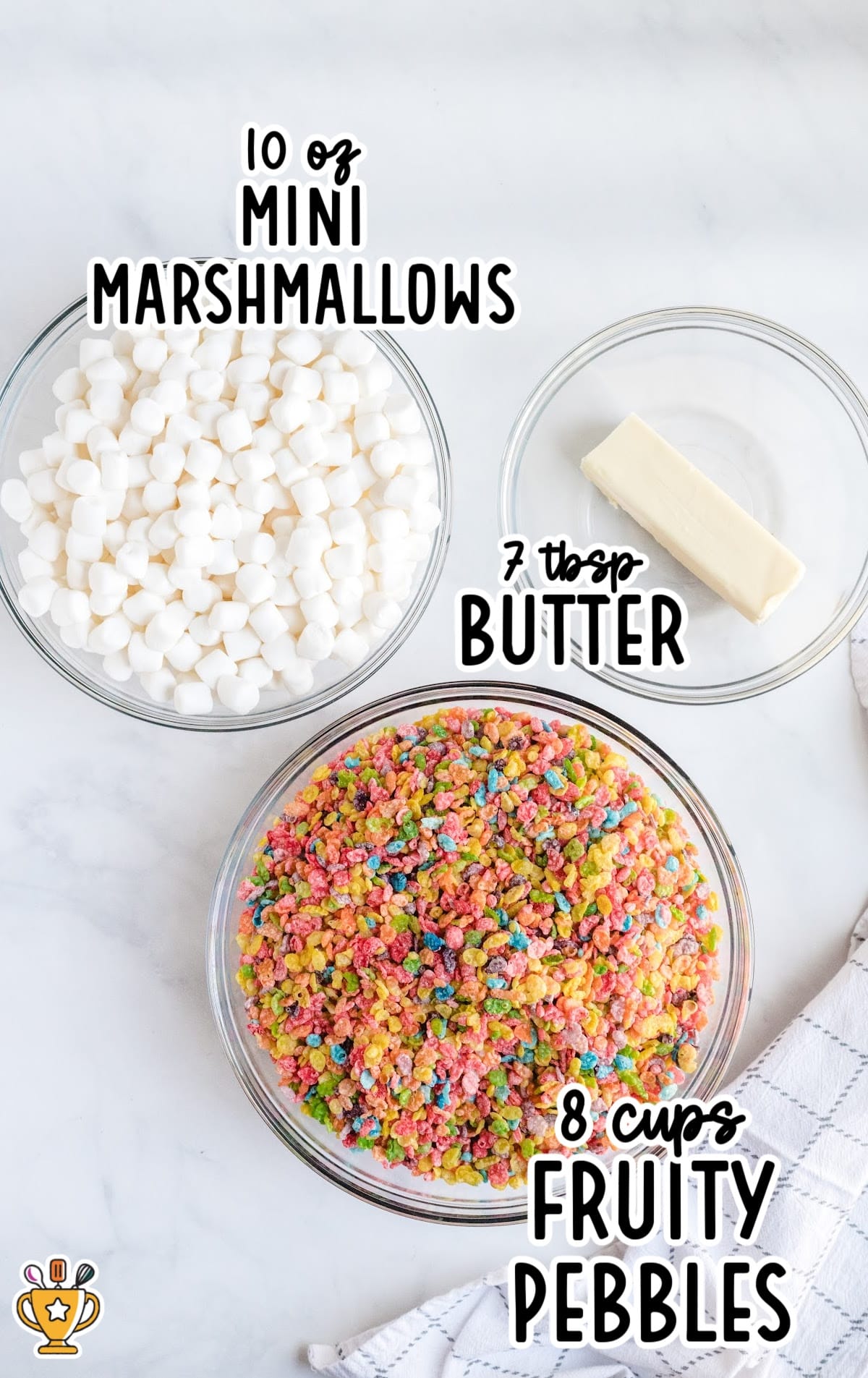ingredients for making Fruity Pebbles Treats