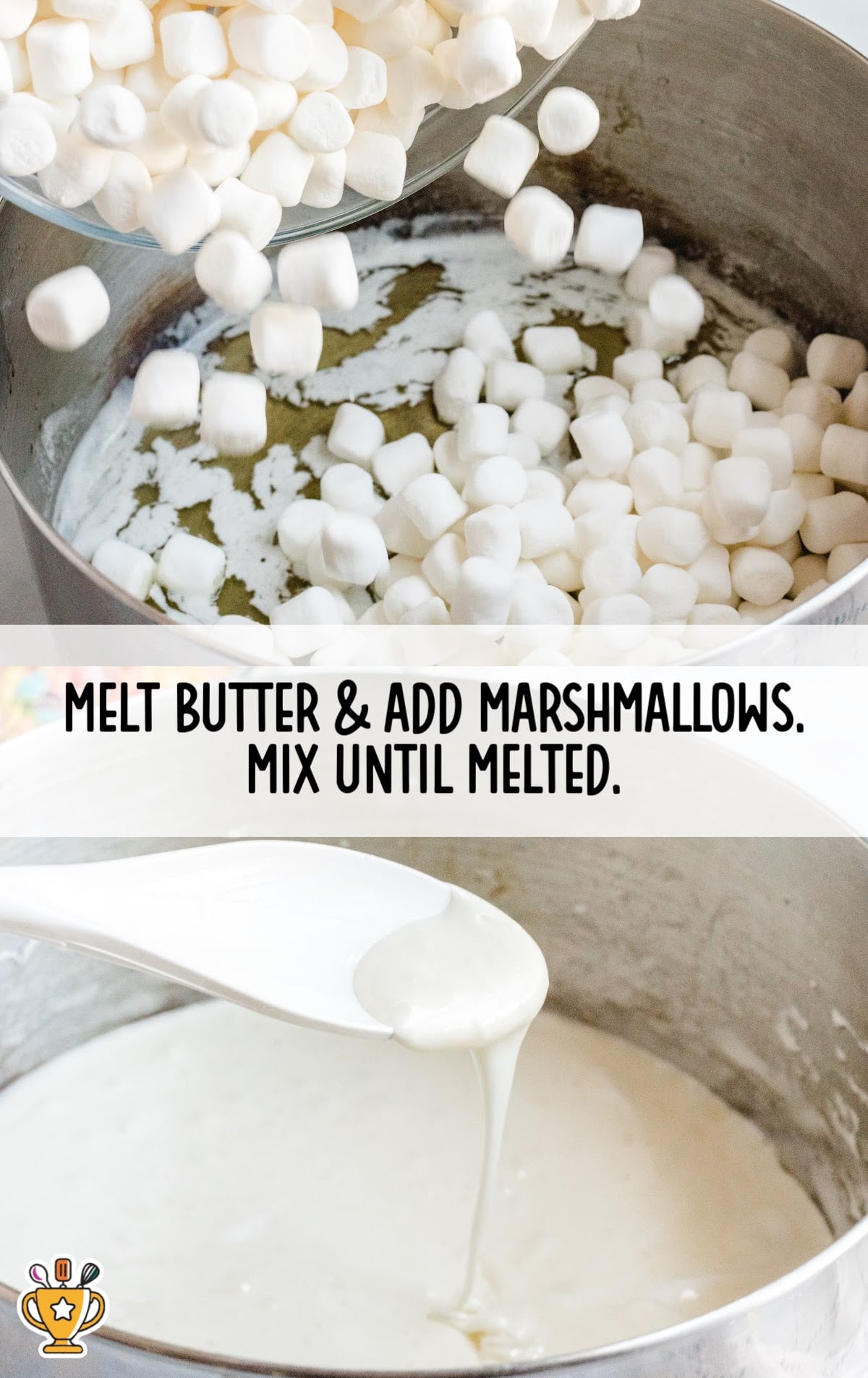 melting the butter and marshmallows in a pan