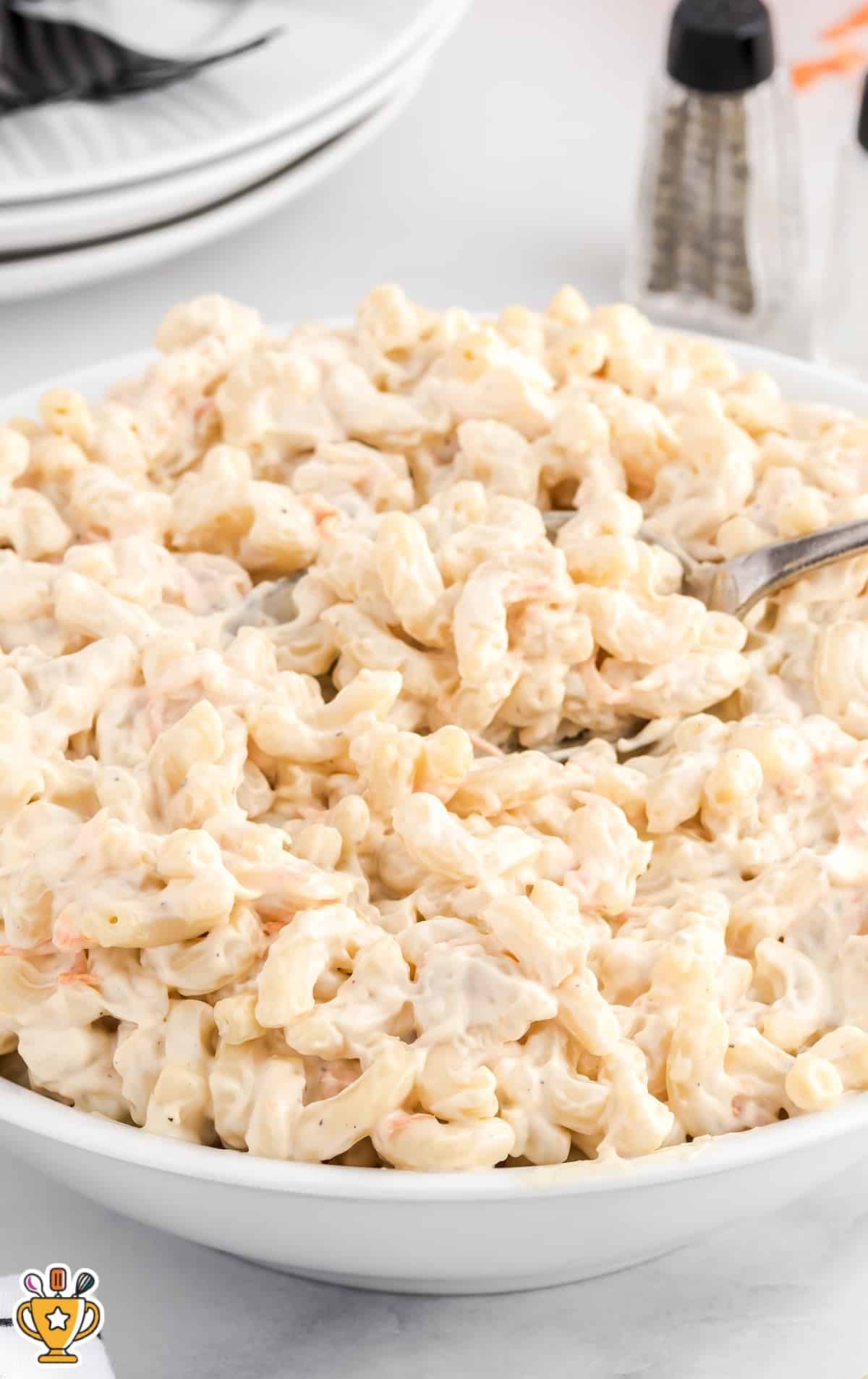 a bowl full of Hawaiian Macaroni Salad