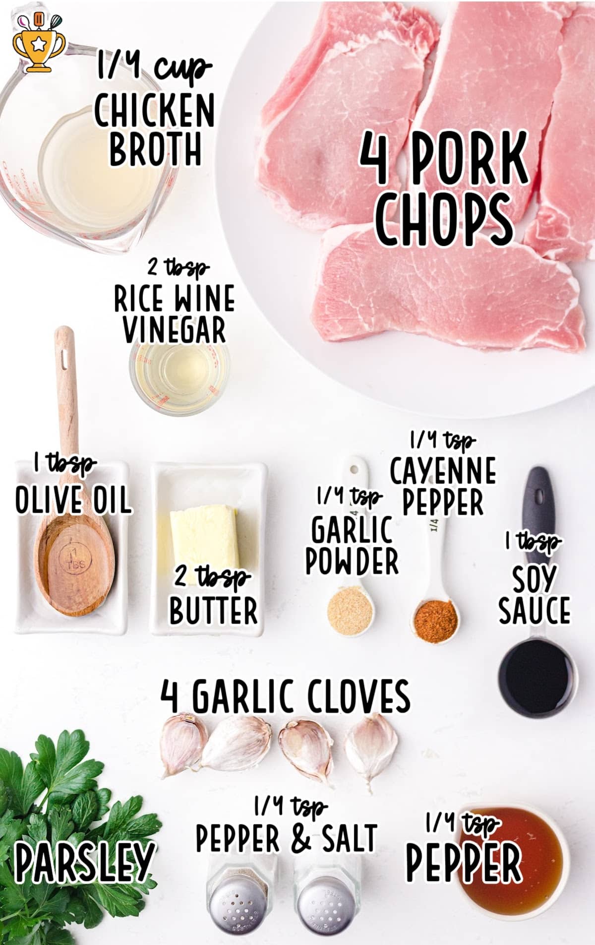 ingredients for making Honey Garlic Pork Chops