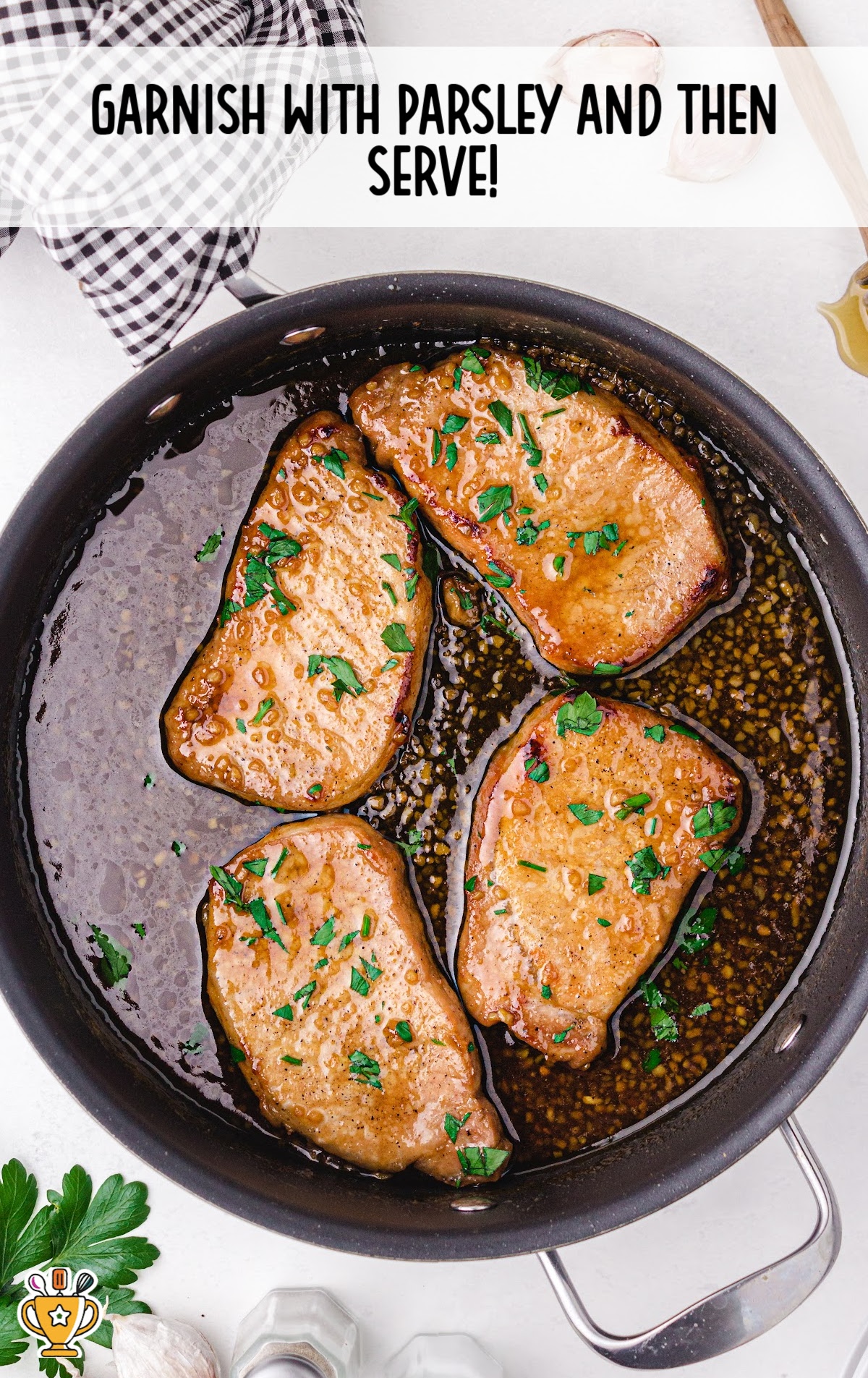 Honey Garlic Pork Chops garnished with parsley