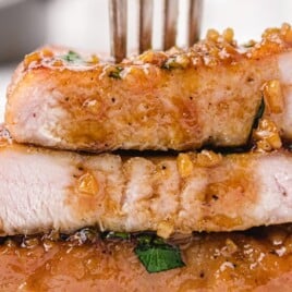 three Honey Garlic Pork Chops
