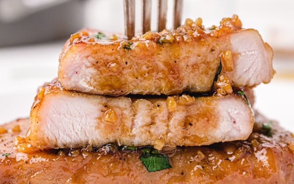 three Honey Garlic Pork Chops