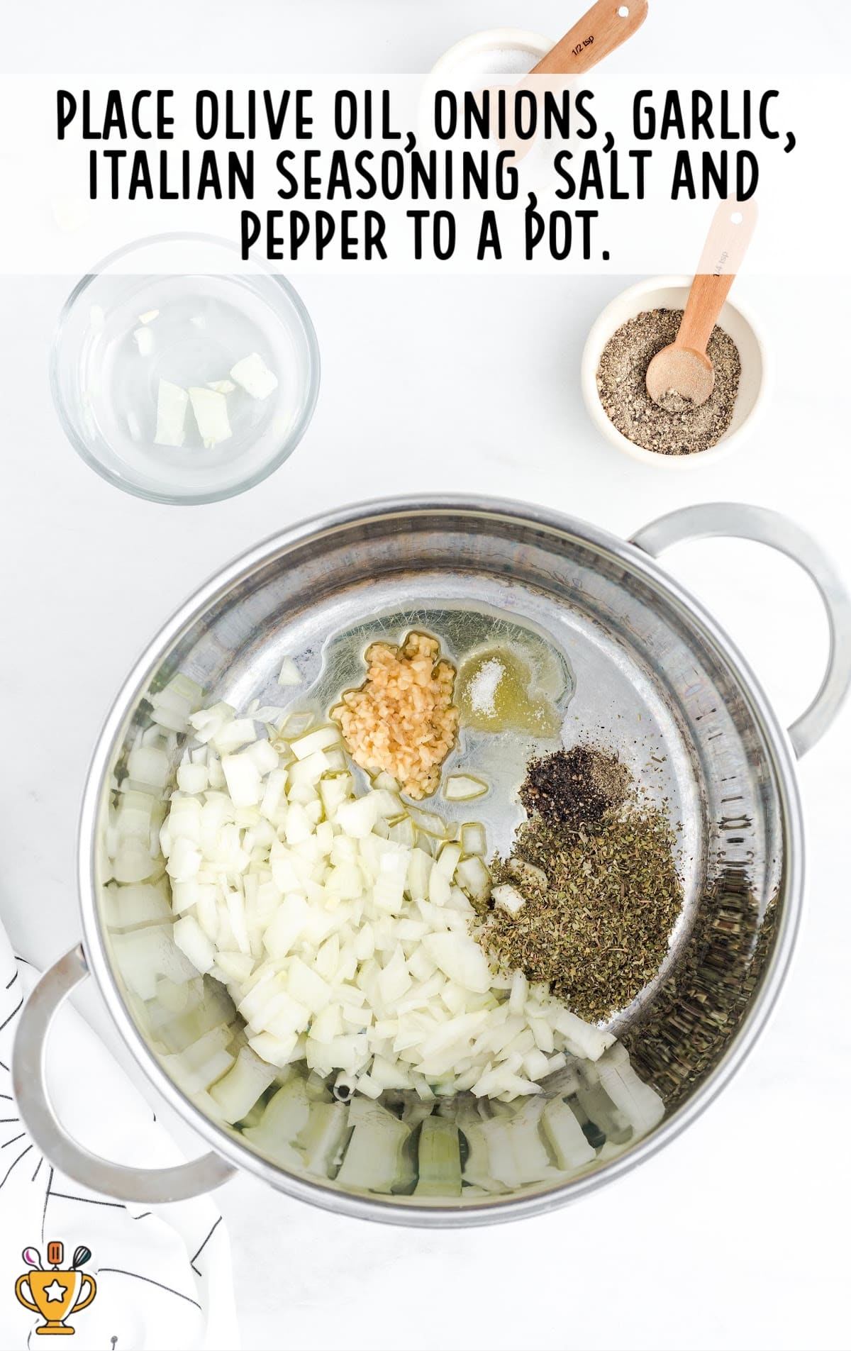Lasagna ingredients in a pan