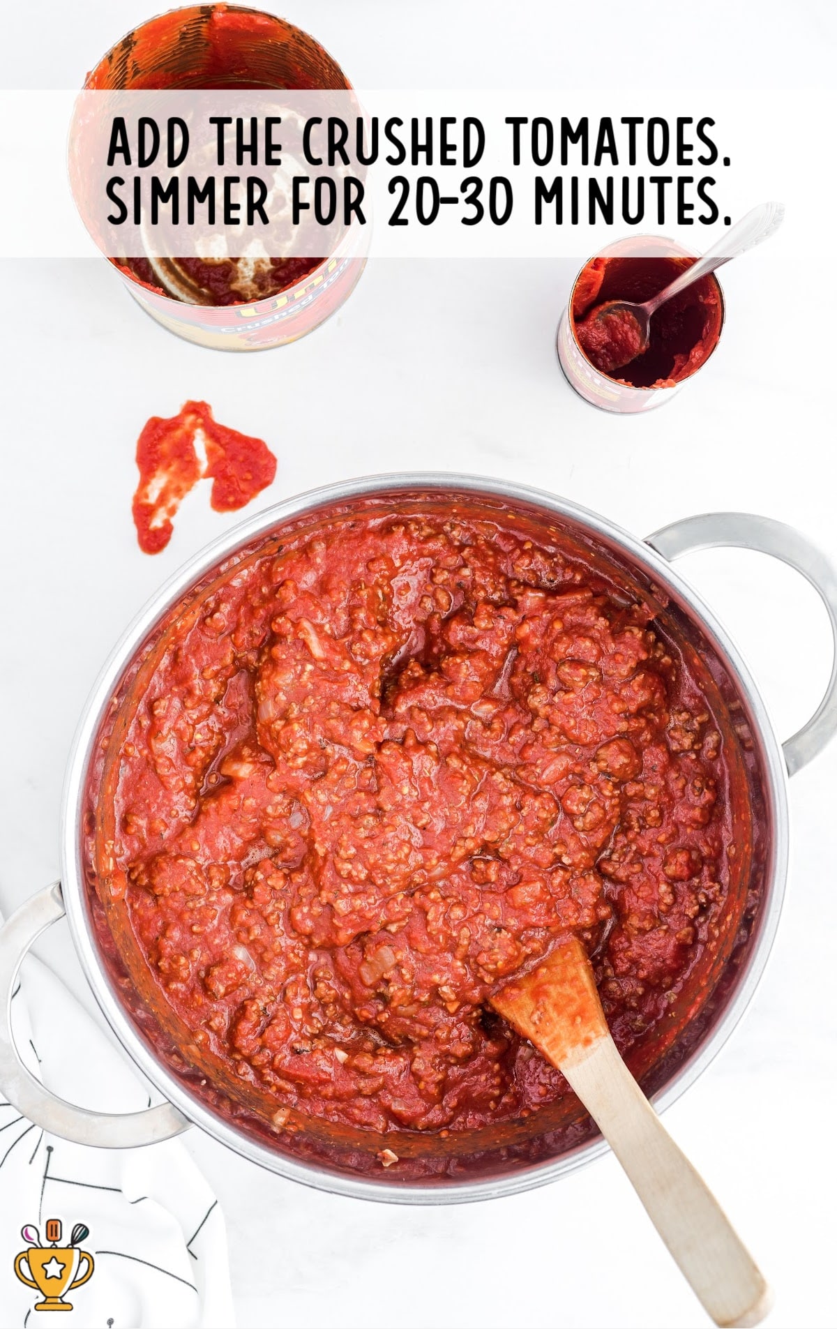 crushed tomatoes in a pan