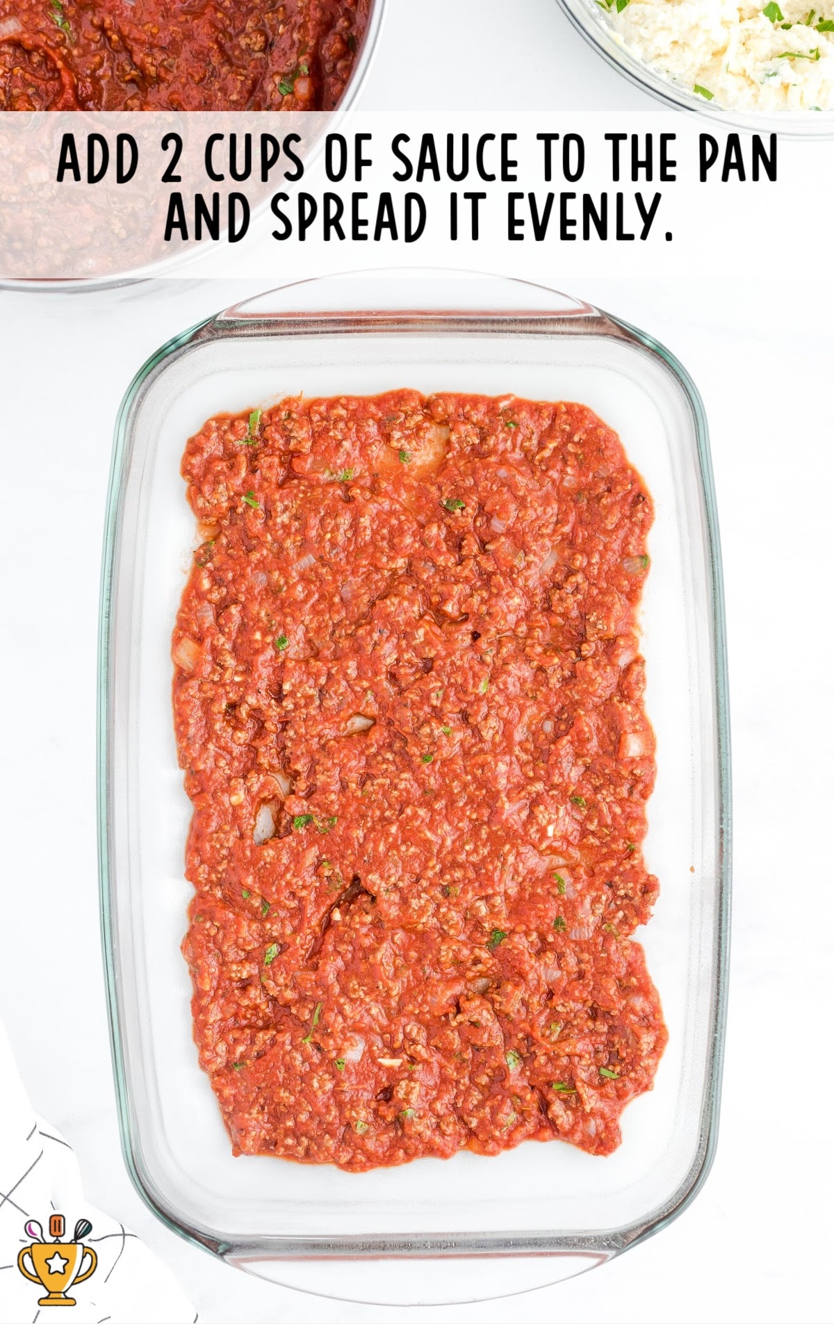 sauce added to the baking dish