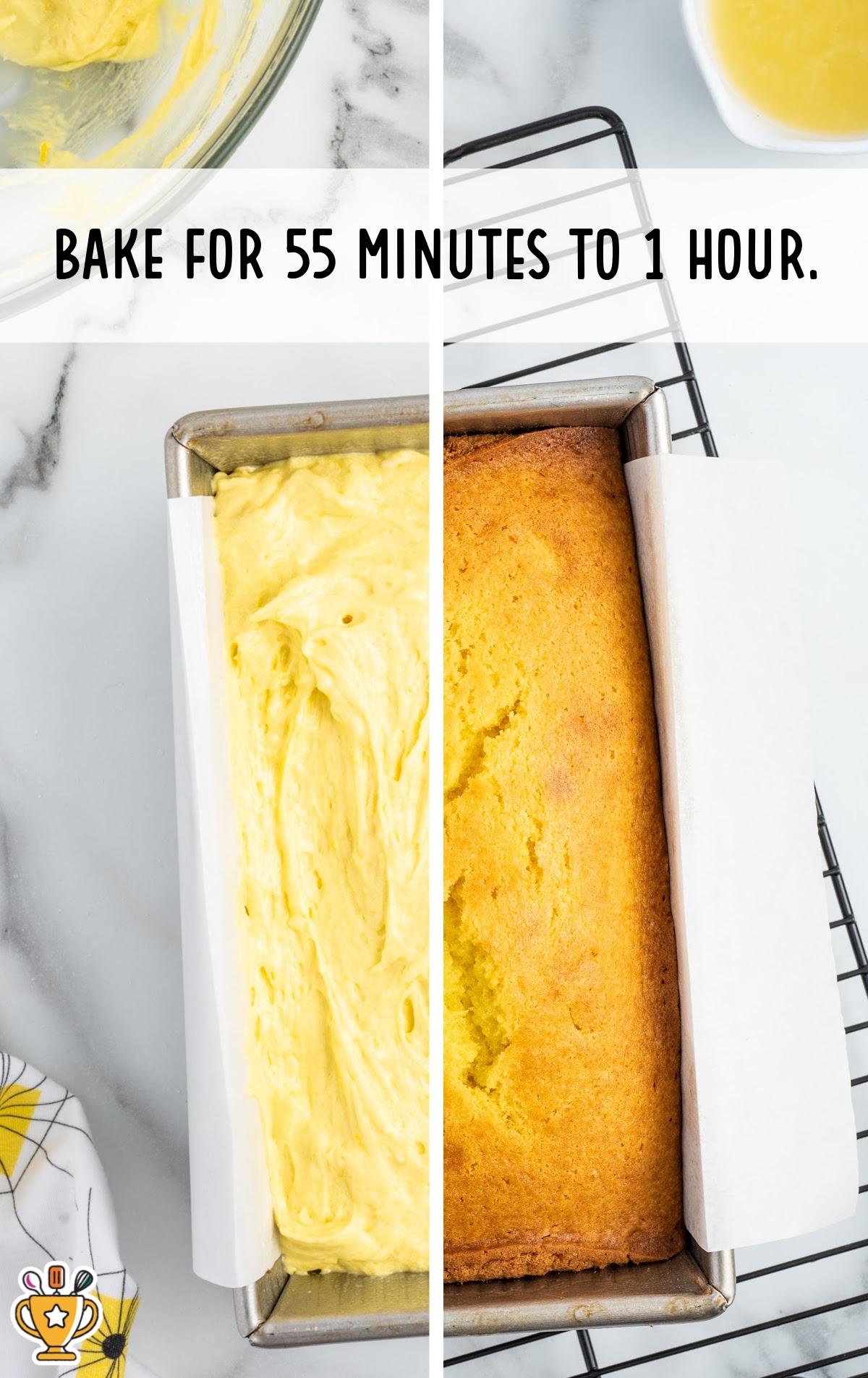 lemon pound cake in a baking dish