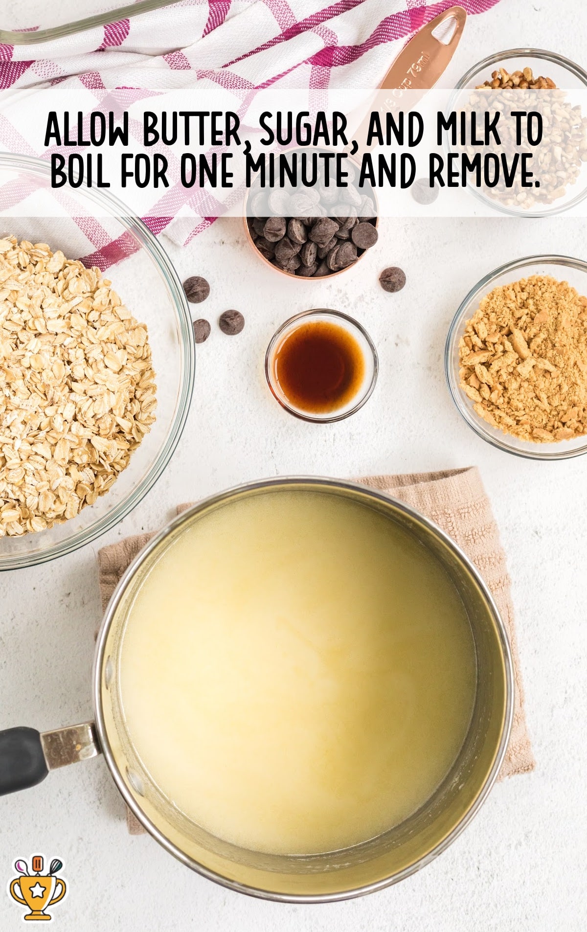 butter, sugar and milk mixed in a pan