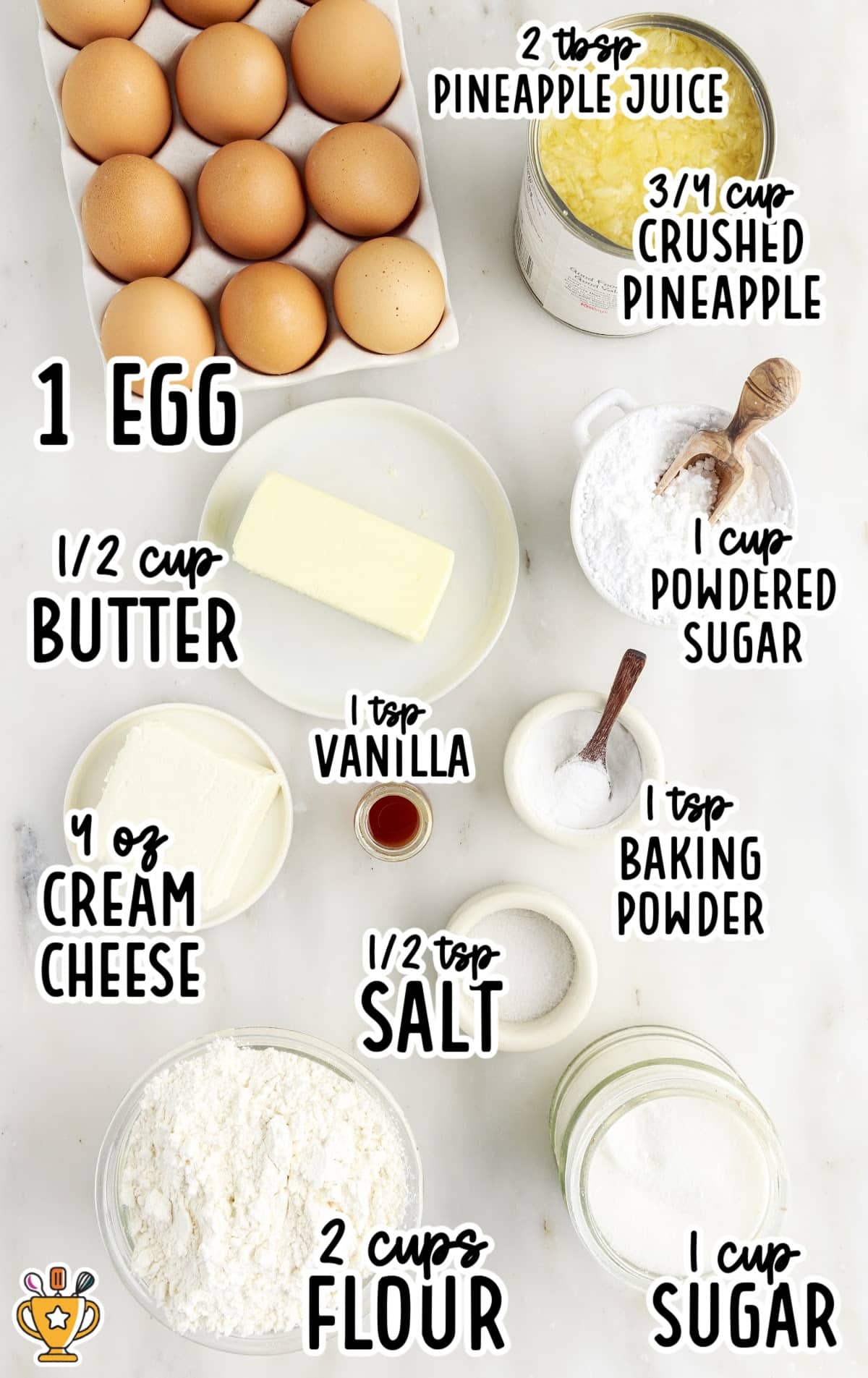 ingredients for making Pineapple Cookies