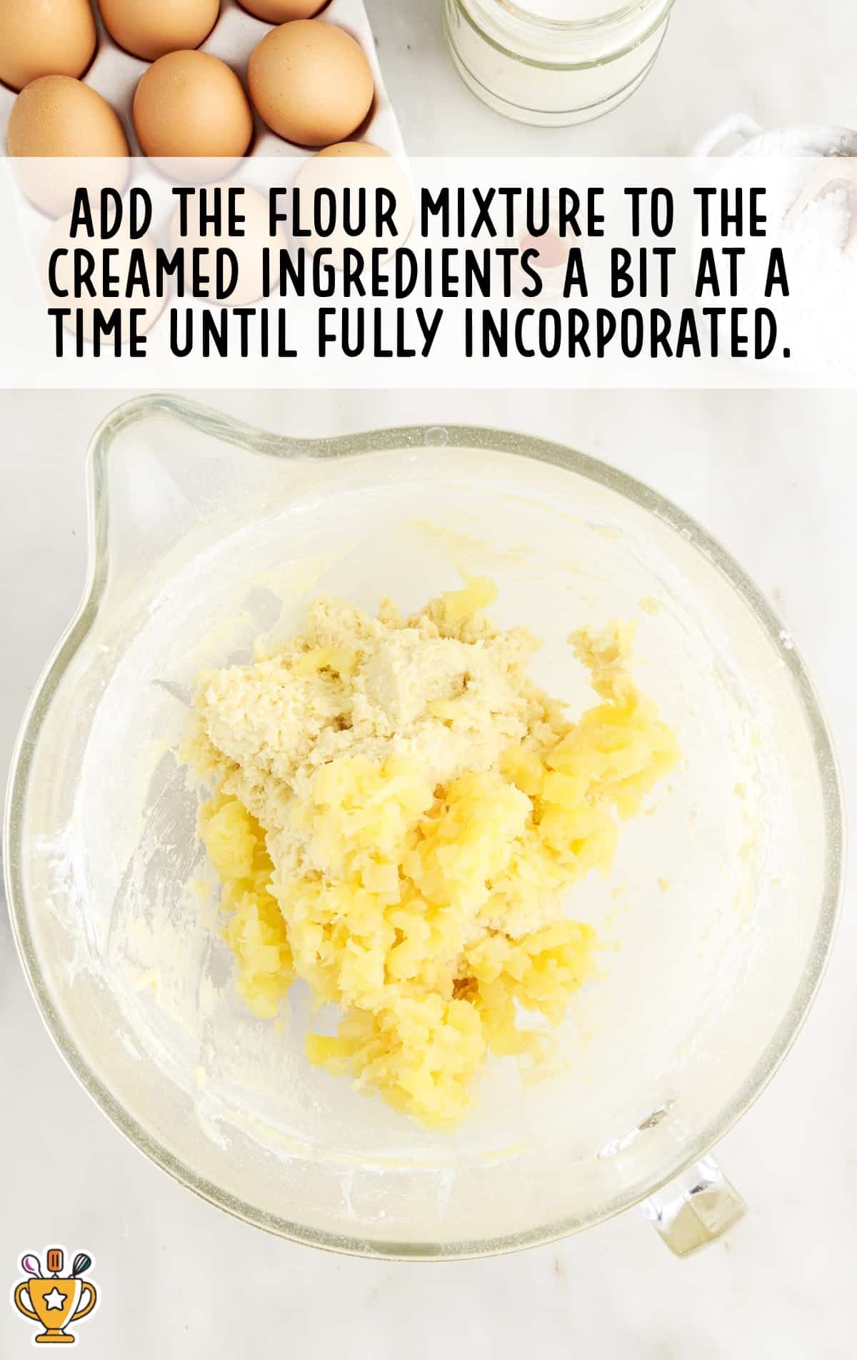 flour mixture added in a bowl