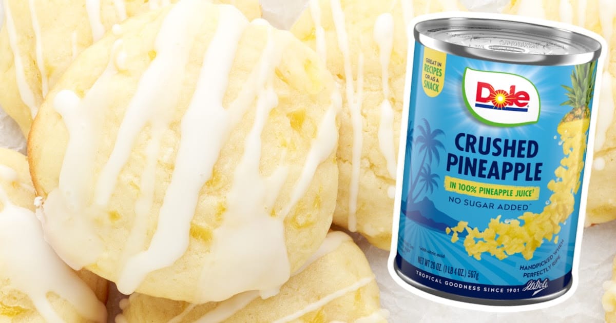 Pineapple Cookies with a crushed pineapple can on the side