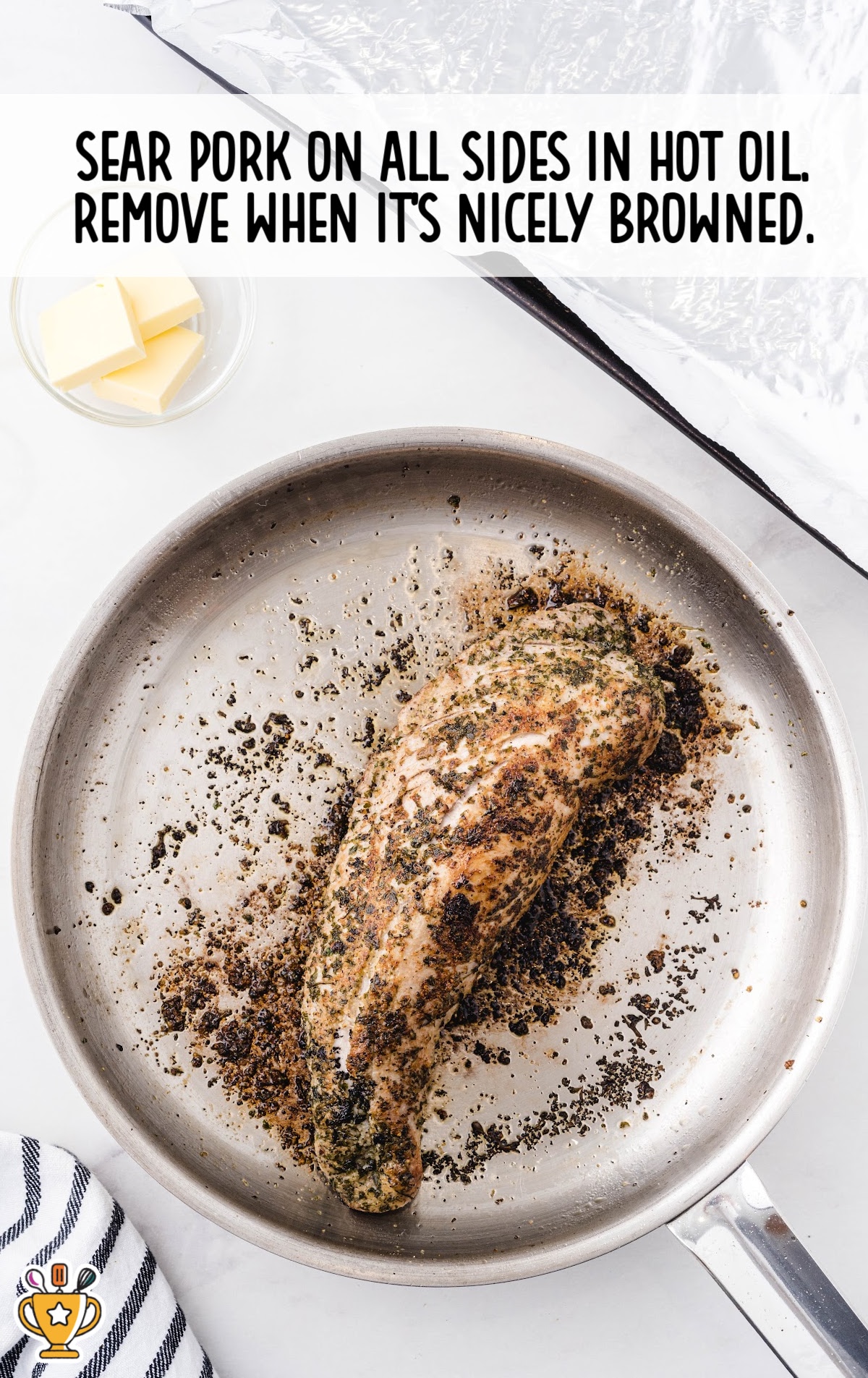 searing pork on all sides