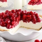 a Raspberry Cream Cheese Pie on a bowl plate