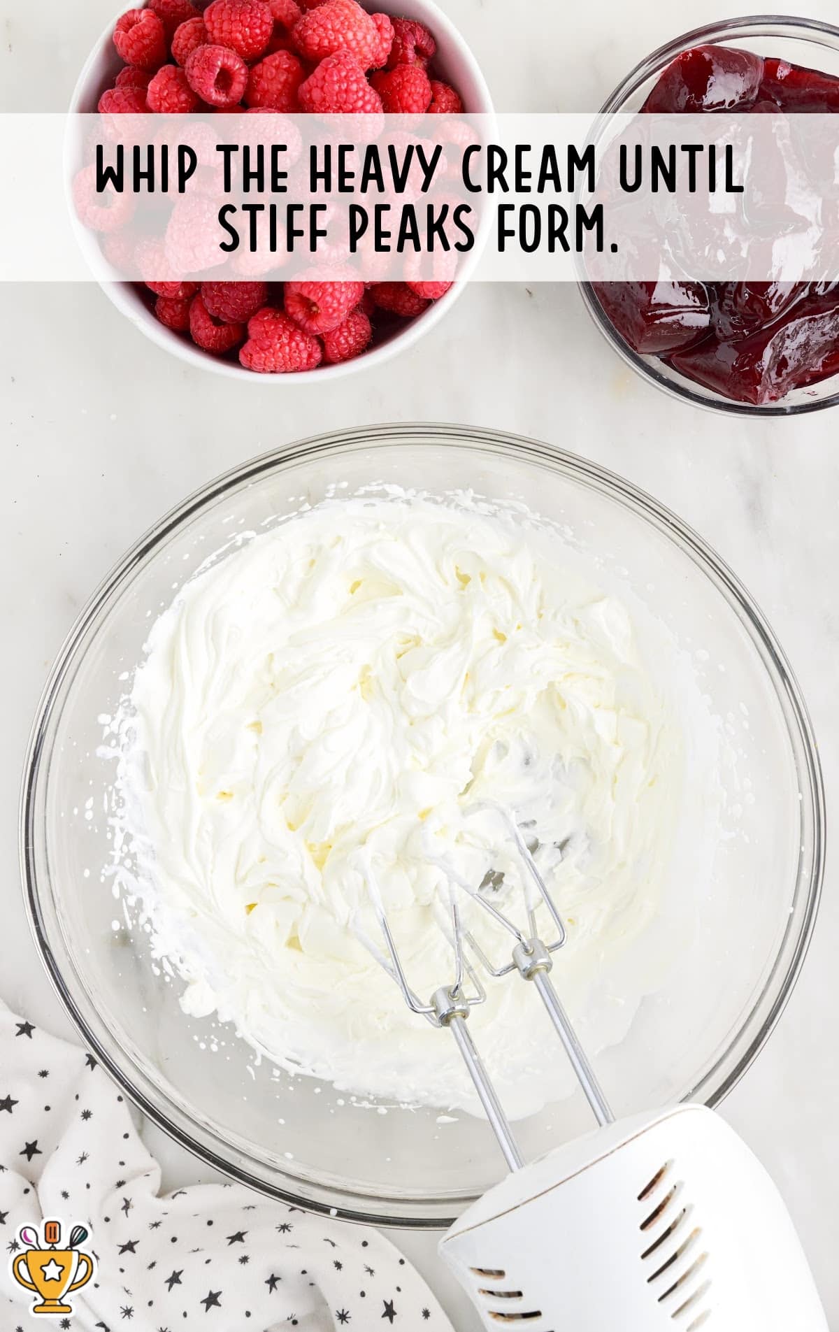 heavy cream whipped in a bowl