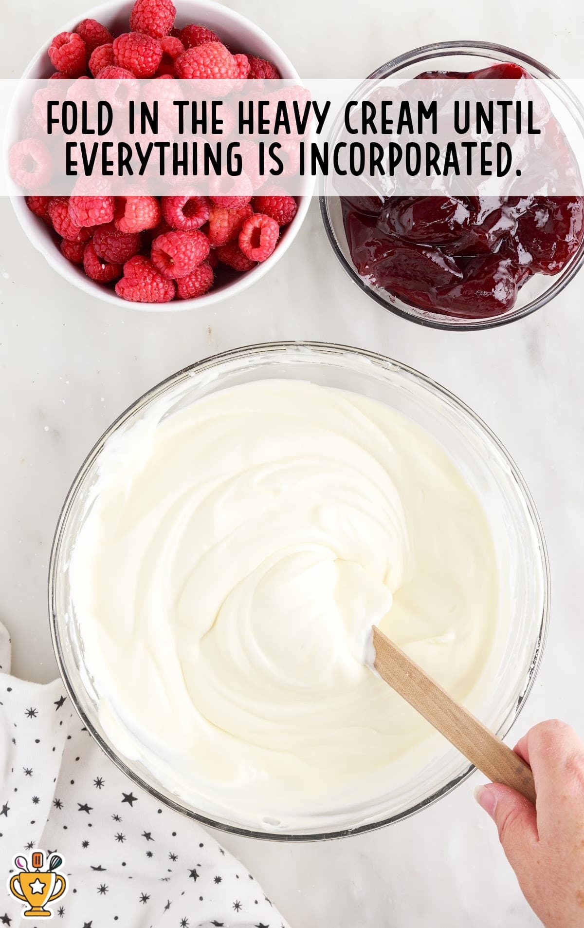 heavy cream folded in a bowl
