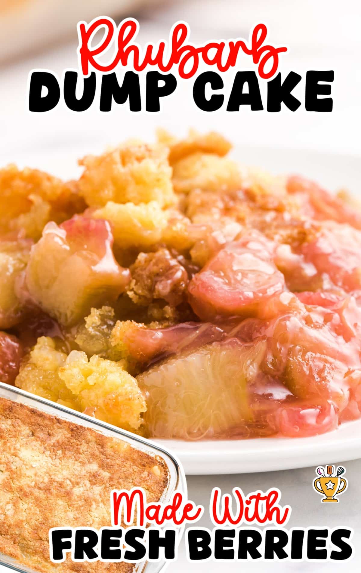 Rhubarb Dump Cake on a plate