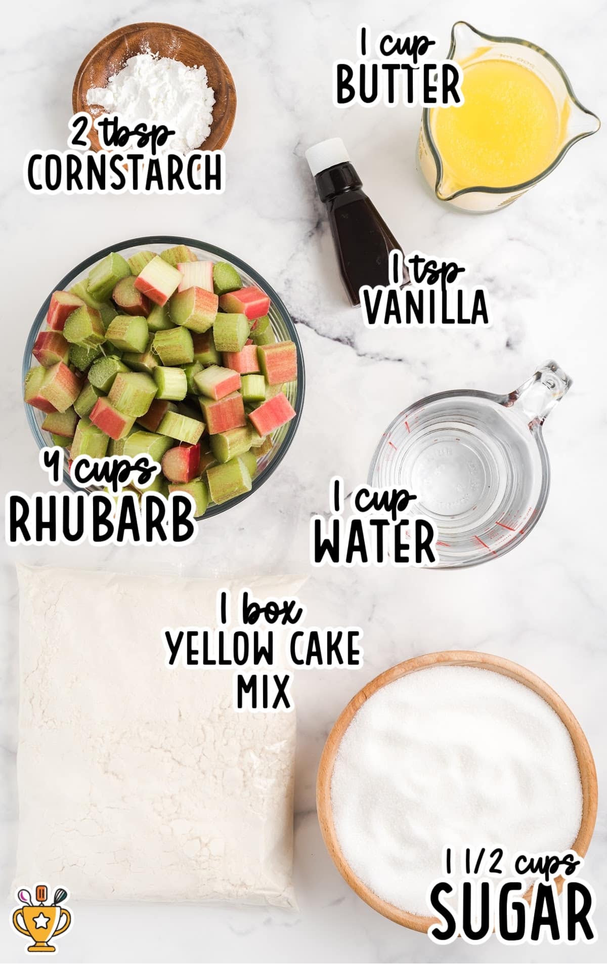 ingredients for making Rhubarb Dump Cake