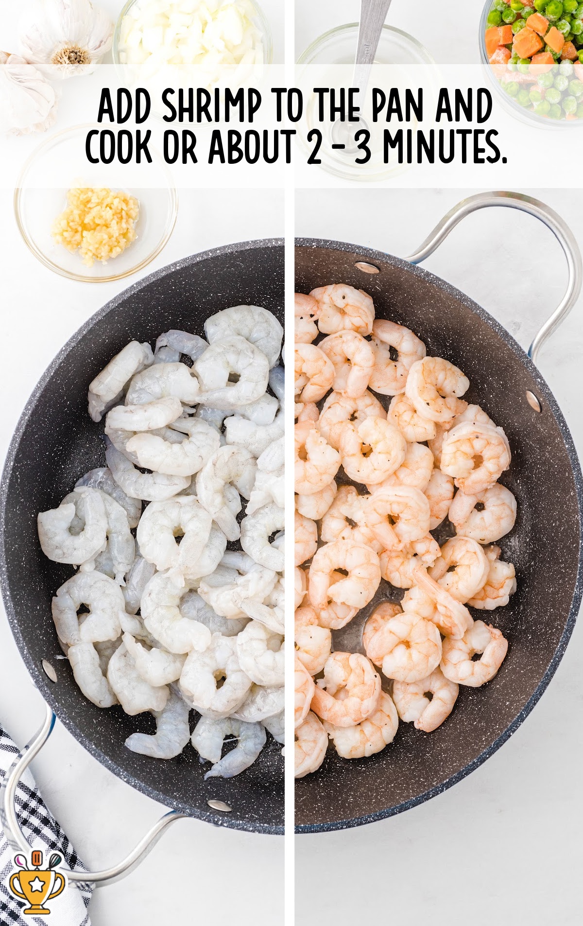 shrimp added to a skillet