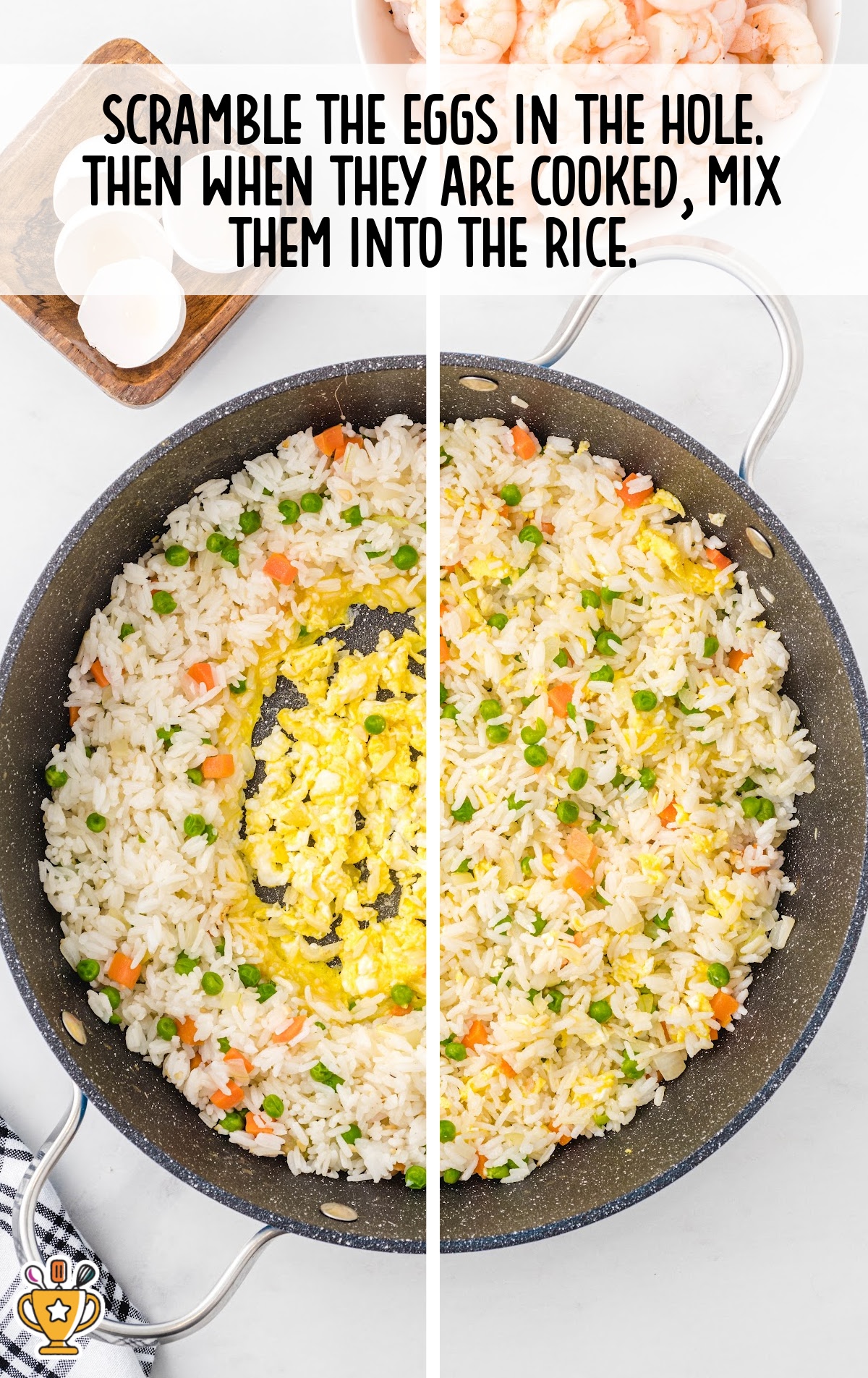 Shrimp Fried Rice in a skillet